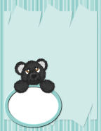 zoo black bear baby with aqua blue frame ovals