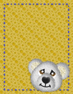 yellow with white bear heads and lace