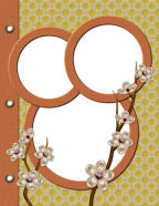 brown yellow reds oranges and greens frames flower branch