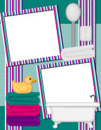 bold striped boys bath tub fun with water and bubbles