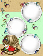 papa noel sleeping in a clamshell swimming with sealife seashell santa