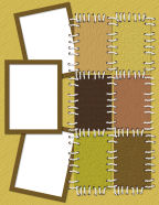 sewn patch work stitched together with shaggy yarns