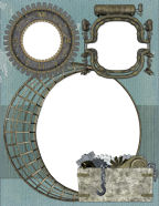 Teal Goth or Grunge Digi-Scrapbooking Template Sample Downloads