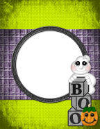 creepy fall stained ghosts stacked on boo blocks