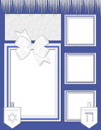  scrap books bows, dreidels in blue