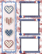 digital printable military red white blue USA red hearts template