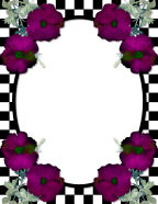 black & white checked digital Computer element mattes for computer scrapbooking with roses