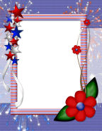 red stars & flowers, blue stars & flowers and white ribbons USA