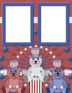 Patriotic 4th of July Holiday Scrapbook Template Papers