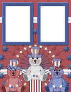 Patriotic 4th of July Holiday Scrapbook Template Papers