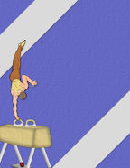 men gymnasts decorations in blue and silver