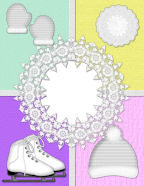 ice skates mittens, hats and boots winter fun