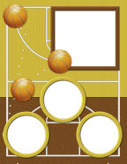 bouncing basket-balls courts painted 2 points