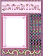 striped red, green, pink, white watermelon crawls