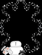 skatess and snow flurries building snowmens