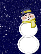 stacked snowball frames topped with frostys head