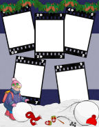 Sledding, kid, child, winter themed scrapbook papers.